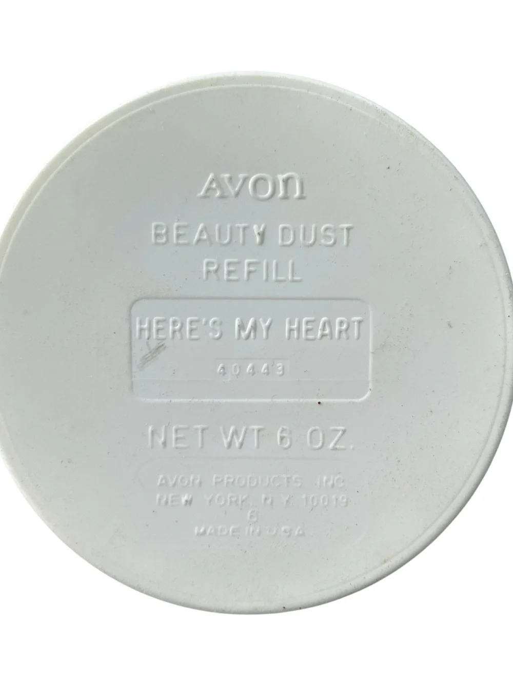 VTG NEW Avon Here's My Heart Beauty Dust Refill with Puff in Box 6 oz READ